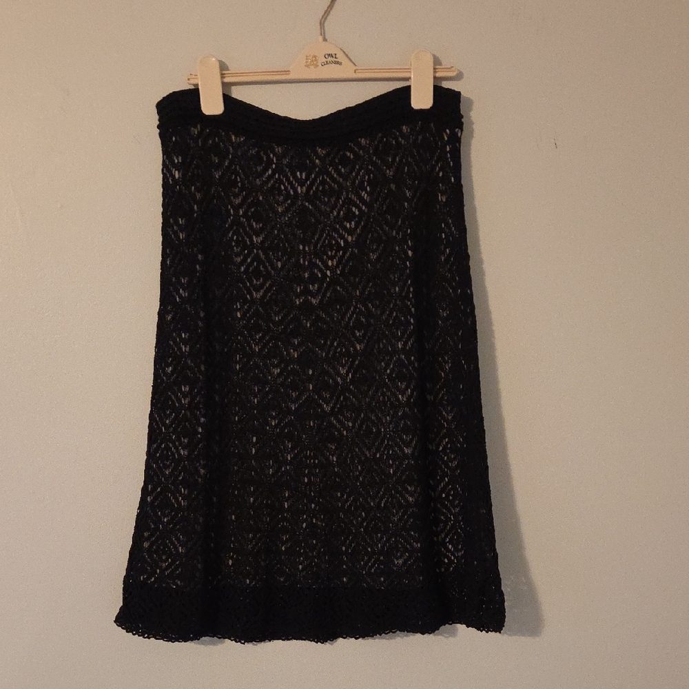 LOFT Elegant Black Lace A-Line Skirt